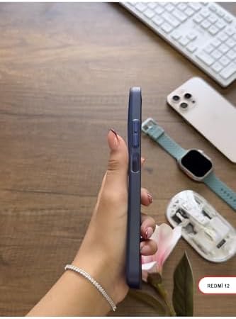 Süper İnce Mat Ultra Thin Silikon Kılıf Lacivert Redmi 12 ile uyumlu