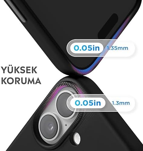 iPhone Kılıf İnce Sıvı Silikon 3 Katmanlı Tam Kaplamalı Yumuşak Jel Kauçuk Kılıf Kapak (Siyah, iPhone 17 Air)