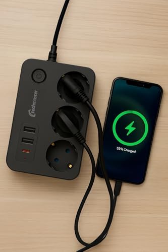 Techmaster 2 Usb + Type-C Akım ve Çocuk Korumalı 3lü Kare Priz 2mt - Görsel 2