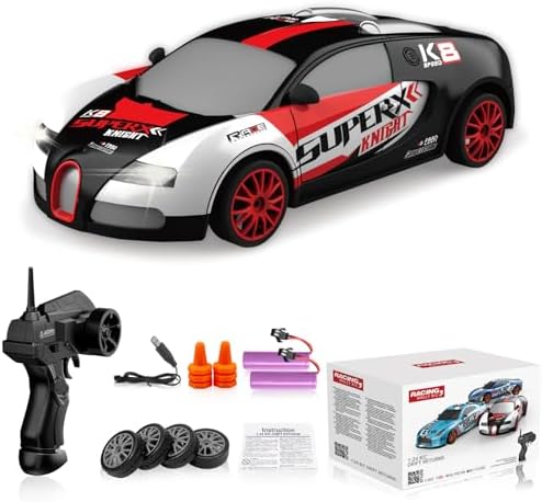 Alternative view of RC Drift Araba Uzaktan Kumanda Araba 2.4GHz 1:24 Ölçekli 4WD 15KM/H Yüksek Hızlı Model Araç LED Işıkları Sürüklenen Lastik Yarışı Spor Oyuncak Araba Yetişkin Erkek Kız Çocuklar için Hediye 2 Adet Şarj