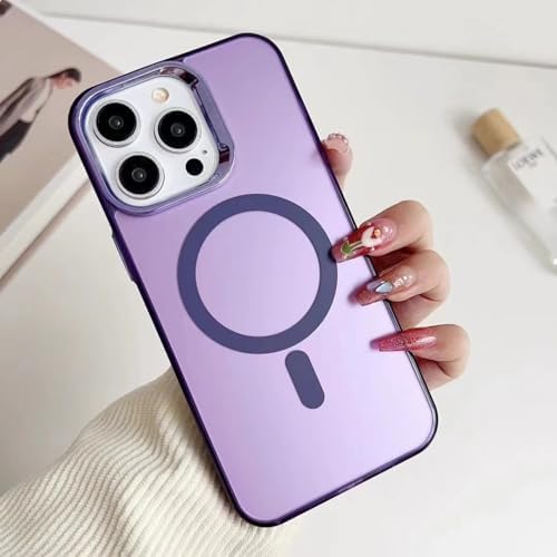 iPhone Kılıfı iPhone 16 Magsafe Uyumlu Arkası Mat Silikon Kılıf Yükseltilmiş Lens Çerçeveli Telefon Kılıfı Darbeye Karşı Koruma Ultra Şık Açık Lila - Görsel 3