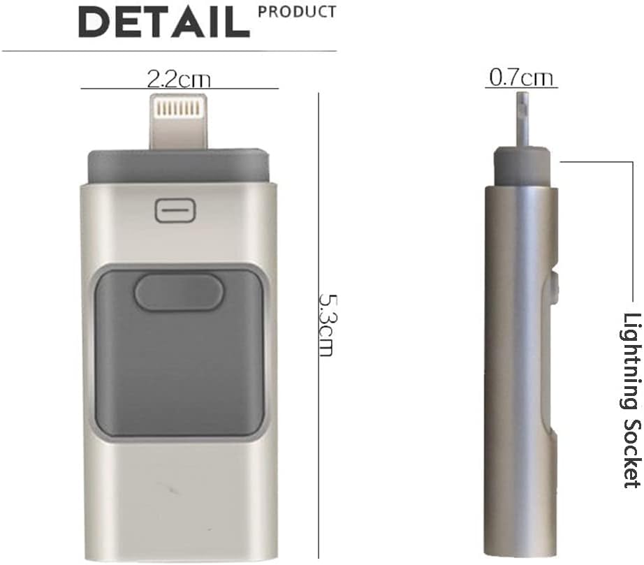 Flash Bellek, 128GB USB Hafıza Sürücüsü, Harici Genişletilebilir USB Bellek Çubuğu, Cep Telefonu ve Bilgisayarlar ile Uyumlu 3'ü 1 Arada Hafıza Depolama Sürücüsü (Gümüş)