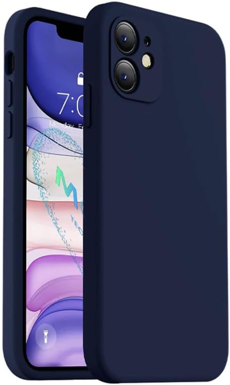 Alternative view of - iPhone 11 Uyumlu Köşeli Lansman Kılıf, Kadife İç Yüzeyli Darbe Emici Silikon Koruma (iPhone 12 Görünümlü Köşeli Görünüm) - Gece Mavisi
