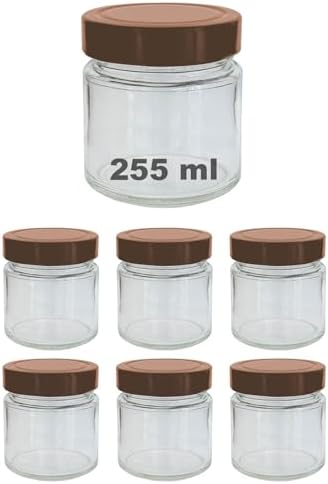 255 ml Kavanoz Metal Derin Kapaklı 255 Cc Şeffaf Reçel, Marmelat Cam Kavanoz Deep 6 Adet (Bakır Kapak)