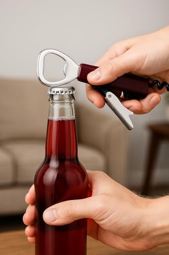 Paslanmaz Çelik Türbişonlu Şarap ve Şişe Açacağı – Ergonomik Kolu ve Dişli Mekanizmalı, Kolay Kullanım, (MAVİ) - Görsel 3