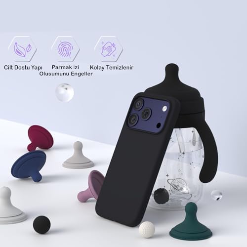 iPhone 17 Promax Uyumlu Silikon Telefon Kılıf Arka Kapak Koruma Leke Tutmaz Kolay Temizlenen Kutulu Hediye İnce Hafif Dayanıklı Kaymaz Modern Tasarım Orijinal Lansman Kalitesinde (Siyah) - Görsel 3