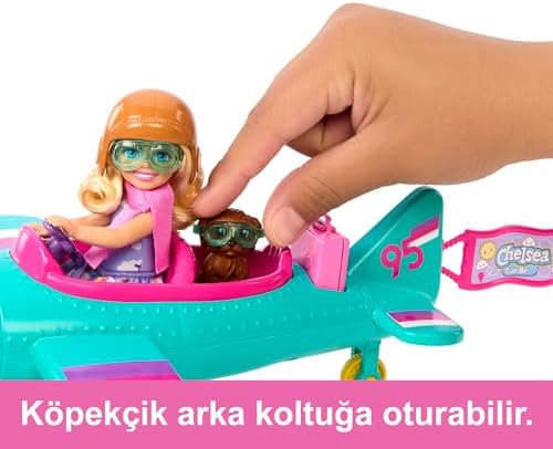 Chelsea Meslekleri Öğreniyor Bebek ve Uçak Oyun Seti, papatya şeklinde pervaneye sahip iki koltuklu uçak, yavru köpek ve çıkartmalarla birlikte 7 aksesuar, HTK38 - Görsel 3