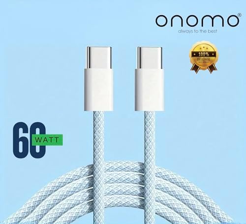 Type-C USB Şarj Kablosu, 60W Hızlı Şarj, 48 Telli Örgü Kablo, 2 Metre, Mavi - Görsel 3