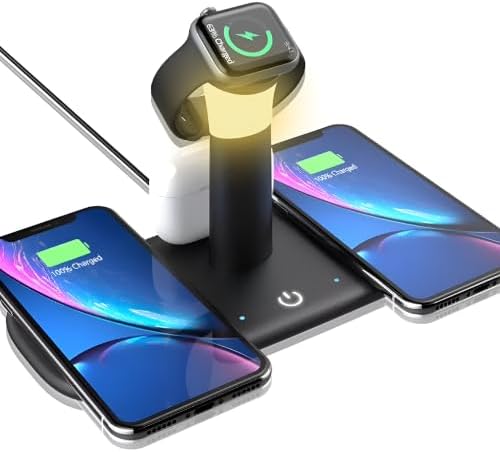 BW02 Apple Kablosuz Wireless Hızlı Şarj Standı Iwatch Airpods iPhone 11 11 Pro 12 12 Pro 13 13 Pro Xs Xr 8 Uyumlu-Siyah