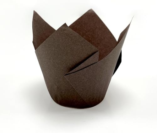 100'lü Klasik Lale Kapsül Kahverengi Muffin Kek Kalıbı, Tulip, Safari Konsept, Cupcake Kağıdı Doğum Günü Parti Dekorasyonu için - Görsel 3
