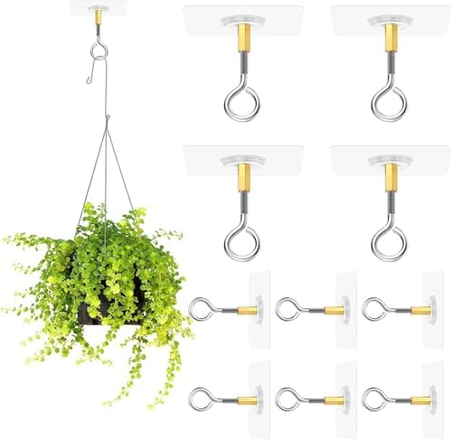 Alternative view of Xspring 10 Adet Tavan Kancaları, Deliksiz Askı, Kendinden Yapışkanlı Tavan Bitki Kancaları, Şeffaf Su Geçirmez Paslanmaz Çelik Gözlü Kancalar, Asma Bitki Lambaları İçin