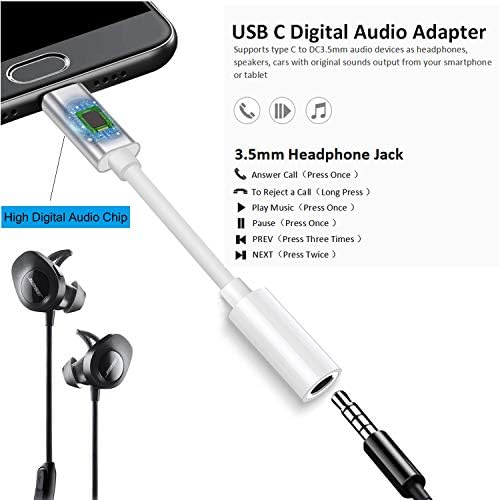 Wahbite Apple USB C - 3,5 mm Kulaklık Jakı, iPad Pro 2018/2019/2020 MacBook Pro için, Tip C - Aux Kulaklık Dongle Pixel 4XL/3/3 XL/2/2 XL, HTC Moto vb. ile uyumludur.