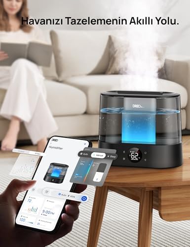 Dreo Akıllı Nemlendiriciler Yatak Odası İçin, Üstten Dolumlu 4L Süper Büyük Nemlendirici, 28 dB, 36 Saat Çalışma Süresi, Dokunmatik/Uygulama/Ses Kontrolü, İç Mekanlar İçin Soğuk Sisli Nemlendiriciler - Görsel 3