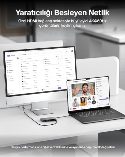 USB-C Hub, 7 Portlu, 60 Hz’de 4K HDMI Ekran Desteği, SD ve MicroSD Yuvaları, 100 W Güç İletimi, 5 Gbps Veri Aktarımı, MacBook, iPad Pro, Chromebook için USB-C Çoklu Port Adaptörü, HDMI 2.0, Gri