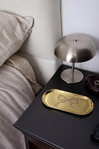 Fiyonk Desenli Gold Paslanmaz Çelik Çok Amaçlı Tepsi - Takılık, Sunumluk, Organizer ve Düzenleyici - Görsel 3