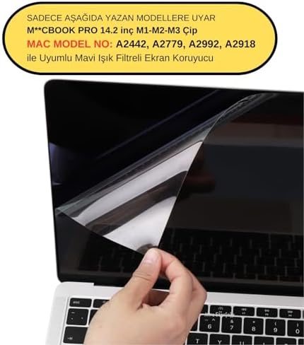 MacBook Pro 14.2 inç M2 M3 M4 M5 Uyumlu Parlak Anti Scratch Ekran Koruyucu Retina Net Görüntü Cam Hissi Touch ID Şeffaf