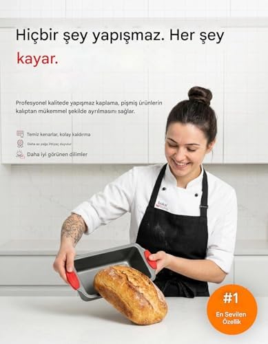 Profesyonel Baton Ekmek ve Kek Kalıbı - Yapışmaz Karbon Çelik Granit Kaplama Fırın Kabı, Isıya Dayanıklı Dikdörtgen Somun ve Kek Kalıbı - Görsel 3