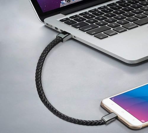 Type C Bileklik Şarj Kablosu 225mm Kısa Taşınabilir Örgü Deri Tasarım Powerbank Uyumlu Smart Chip Güvenli Hızlı Şarj Bileklik Tip Kablo Kompakt Acil Şarj Çözümü TE-DOS | TD-UC2110TC - Görsel 2