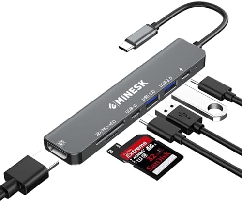 Macbook ile Uyumlu USB-C Hub Çoklayıcı HDMI/SD Card/Micro SD/USB 2.0/USB 3.0/USB-C/PD 100watt / bağlantı Port USB Çoklayıcı Adaptör (7-in -1 Multi Hub HDMI) - Görsel 3