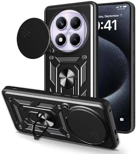 Alternative view of Xiaomi ile uyumlu Redmi Note 14 Pro 4G Kılıf Magnetik Standlı Kamera Korumalı Zore Sürgülü Vega Kapak Siyah
