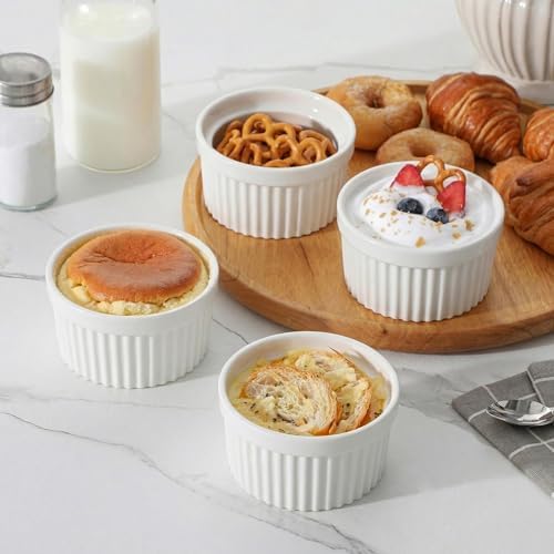 6’lı Seramik Sufle Kabı Seti, Isıya Dayanıklı, Fırın ve Mikrodalga Uyumlu, Kolay Temizlenir, Tatlı Sos Meze Sunumu İçin Şık ve Dayanıklı Sufle Kasesi Seti - Görsel 3