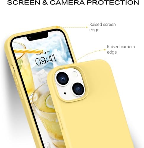 PSR Aksesuar Apple iPhone 14 Silikon Kılıf – iPhone 14 ile Uyumlu, Leke Tutmaz, İç Kısmı Süet, Silinebilir, Kamera Koruyucu Çıkıntılı Kapak (Sarı) - Görsel 3