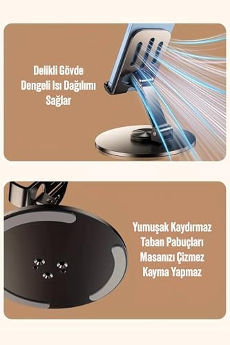 Telvesse Telefon Tutucu Masaüstü Telefon Tablet Standı Yüksek Kalite Metal Katlanabilir 360 Dönen Ayarlı S013