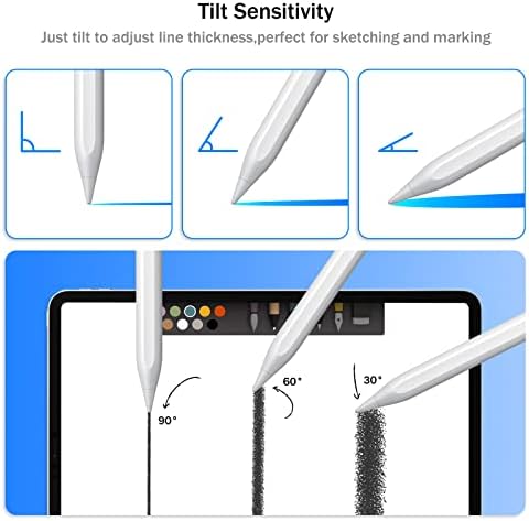 Cisteen iPad için Kalem (2022-2018), Led Göstergeli, Eğim Sensörü Avuç İçi Reddetme Kalemi Apple iPad 10/9/8/7/6. Nesil, iPad Air 5./4./3. Nesil, iPad Pro 11 ve 12.9", ipad mini 6/5 - Görsel 3