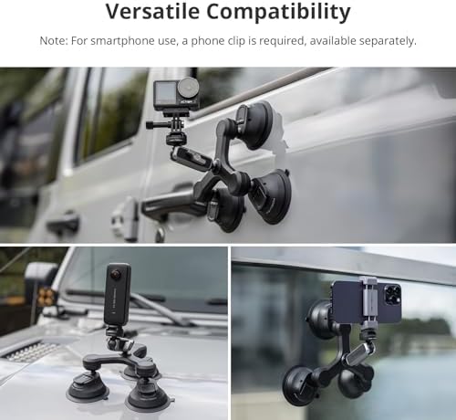 Alternative view of PGYTECH Hero 13/12 için CapLock üçlü vantuz tutucu, DJI Osmo 360/Action 6/Pocket 4/3 için, 1/4"-20 dişli adaptörlü, Insta360 Ace Pro 2/X5/ONE RS için aksiyon kamerası