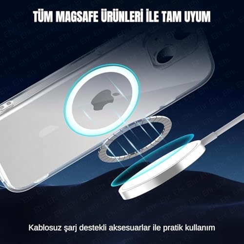 iPhone 13/14 Magsafe Uyumlu Kılıf, Yüksek Netlikte Şeffaf Lüks Kapak, Güçlü Mıknatıslı Darbe Emici Kamera Korumalı Telefon Kılıfı - Görsel 3