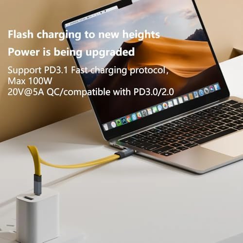 USB C to USB C Esnek FPC Kablo 80cm, 100W PD Hızlı Şarj, USB 3.2 20Gbps Veri, 8K@60Hz Video, DZD - Görsel 3