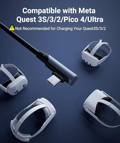 Alternative view of Bağlantı Kablosu 16 FT Quest2/Quest Pro/Pico 4 Aksesuarları ve PC/Steam VR, Yüksek Hızlı PC Veri Transferi, VR Kulaklık ve Oyun Bilgisayarı için USB C Kablosu, Siyah