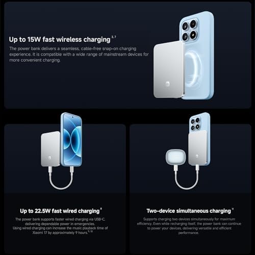 Alternative view of Xiaomi Ultra İnce Manyetik Power Bank 5000 15W Buzul Gümüş
