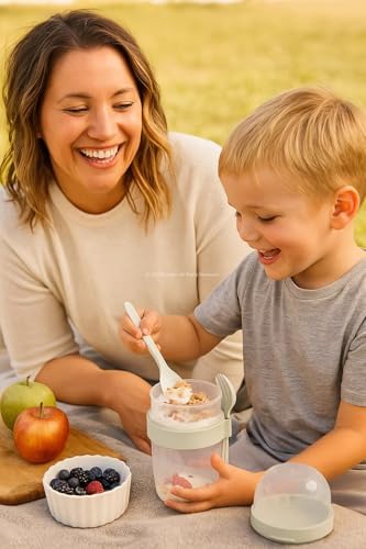 Müsli ve Granola Kapsülü, 1100 ML Sızdırmaz Yoğurt Kabı, Take And Go Kaşıklı Granola Kabı, Pratik ve Taşınabilir Tasarım (Beyaz) - Görsel 3
