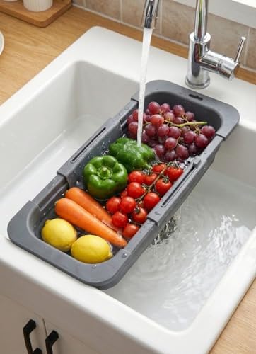 Alternative view of Teleskopik Lavabo İçi Uzayabilir Süzgeç – Sürgülü, Ayarlanabilir, Katlanabilir Salata ve Meyve Sebze Yıkama Süzgeci, Açılıp Kapanabilir Pratik Mutfak Süzgeci (1 Adet)