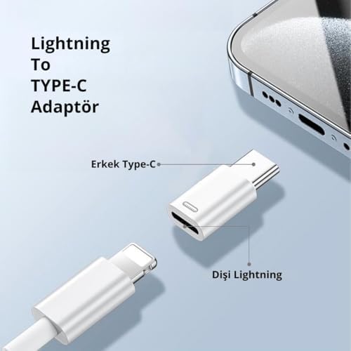 A-6004 Type-C To Lightning Şarj Data Çevirici Dönüştürücü Adaptör x 2 Adet - Görsel 2