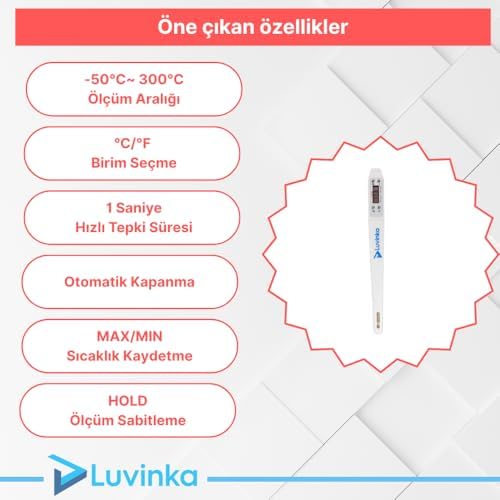CH-103 Dijital Mutfak Termometresi, Sivri Uçlu Gıda ve Et Sıcaklık Ölçer Prob