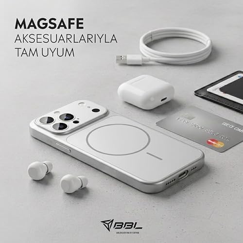 iPhone 16 Pro ile Uyumlu Kılıf Kamera Tasarımı Mag-Safe Destekli Temperli Cam Arka Yüzey Darbelere Karşı Koruma Lüks Telefon Kılıfı Gümüş - Görsel 3