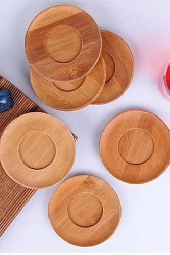 Bambu Çay Tabağı Altlığı, Yuvarlak, Kahverengi, Elde Yıkama, Bulaşık Makinesi Kullanımına Uygun Değil, 10 x 10 cm, 6 Parça - Görsel 3