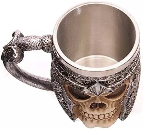 Birinci sınıf 3D kuru kafa fincan paslanmaz çelik kahve, çay, Cappuccino, bira gibi içecekler için I Viking Skull Head kupası iskelet kafatası tasarımlı görünüm (1) - Görsel 2