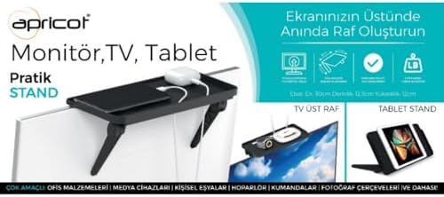 TA53 Ayarlanabilir TV Üstü Depolama Tutucu, Ekran Monitör Üst Raf, Cep Telefonu Standı,Medya Kutuları ve Oyun Konsolu Kumanda Tutucu Ev Ofis için ÖZel Tasarlanmış Monitör Tv Ekran Rafı - Görsel 3