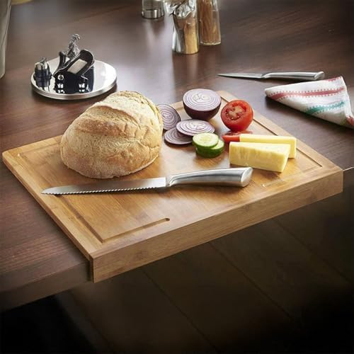 Tezgah Üstü Bambu Kesme Tahtası, Kaymaz Ekmek Tahtası, Kenarlı Kesme Tepsisi Orta Boy (35cm*25cm) - Tezgah Üstü Bambu Kesim Panosu Antibakteriyel ve Hijyenik, Dayanıklı ve Sağlam. - Görsel 2