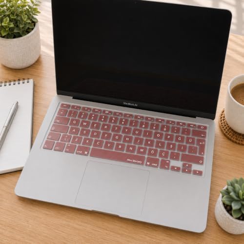 MacBook Türkçe Q Klavye Koruyucu Silikon – MacBook Air 13 A1369 A1466 & Pro A1278 A1425 A1502 A1286 A1398 Uyumlu – Ultra İnce Pembe Altın - Görsel 2