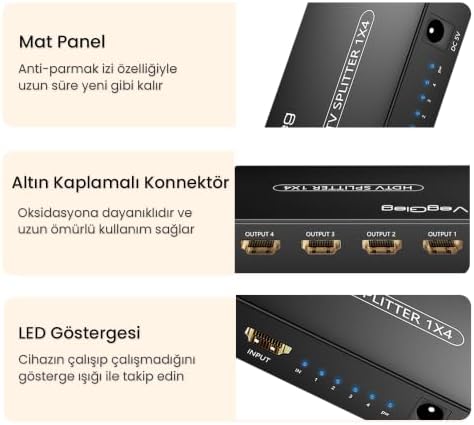 Alternative view of 4K 30Hz 1 Giriş 4 Çıkış HDMI Splitter Görüntü Ayırıcı Bölücü Adaptör