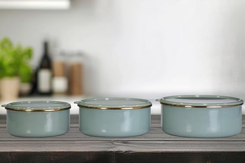 Soft Green Emaye Üçlü Saklama Seti