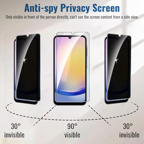 Galaxy A25 Privacy (Hayalet) Ekran Koruyucu – 2 Adet - 9H Temperli Cam, Yan Görünme Engelleyici, Tam Kaplama - Görsel 3