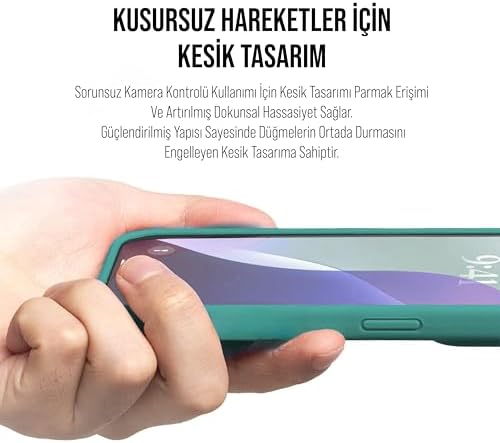 iPhone Kılıf İnce Sıvı Silikon 3 Katmanlı Tam Kaplamalı Yumuşak Jel Kauçuk Kılıf Kapak, Turkuaz (iPhone 13 Pro Max (12) - Görsel 3