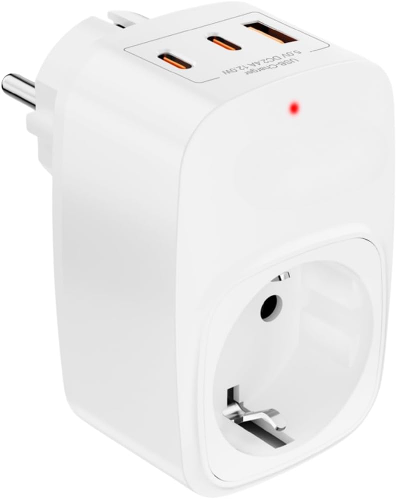 Vetech Akım Korumalı Priz 1x Priz, 2x Type-C, 1x USB Port Çıkışlı Tekli (Beyaz)