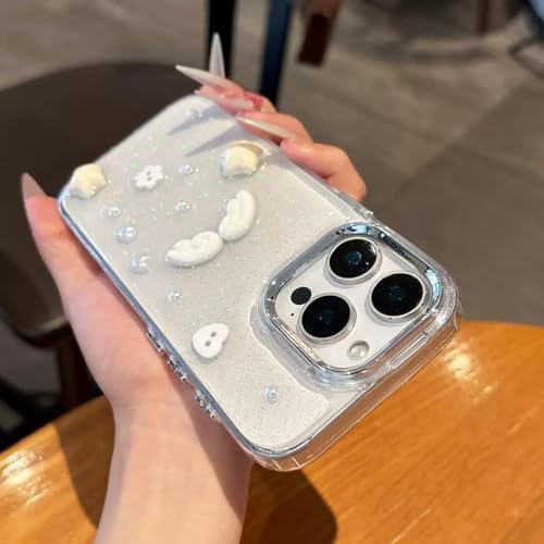 3D Melek Kanatlı Yıldızlı Şeffaf Simli iPhone 15 Uyumlu Kılıf – Kamera Korumalı, Darbe Emici Silikon