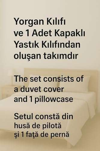 Alternative view of Ezgi Tek Kişilik Desenli Nevresim Takımı, 155 x 230 cm, Yıldız Deseni, Siyah, Kapaklı Yastık Kılıfı Dahil